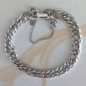 Vtg Monet shiny silver tone bracelet 7" Double Chain Estate Costume Jewelry